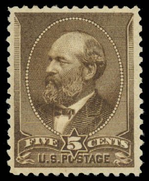 Costs of US Stamps Scott Catalog 205: 5c 1882 Garfield. Daniel Kelleher Auctions, Jan 2015, Sale 663, Lot 1423