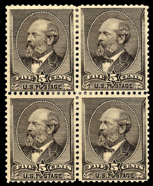 US Stamps Value Scott Catalogue # 205: 5c 1882 Garfield. Cherrystone Auctions, Nov 2009, Sale 200911, Lot 3076