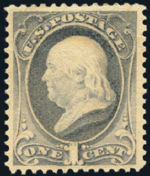 Costs of US Stamps Scott Catalogue #206 - 1882 1c Franklin. Harmer-Schau Auction Galleries, Jan 2014, Sale 100, Lot 480