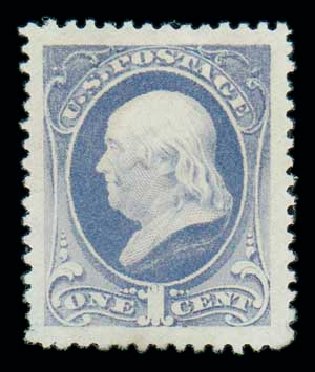 US Stamp Prices Scott 206 - 1882 1c Franklin. Matthew Bennett International, Dec 2007, Sale 325, Lot 1671