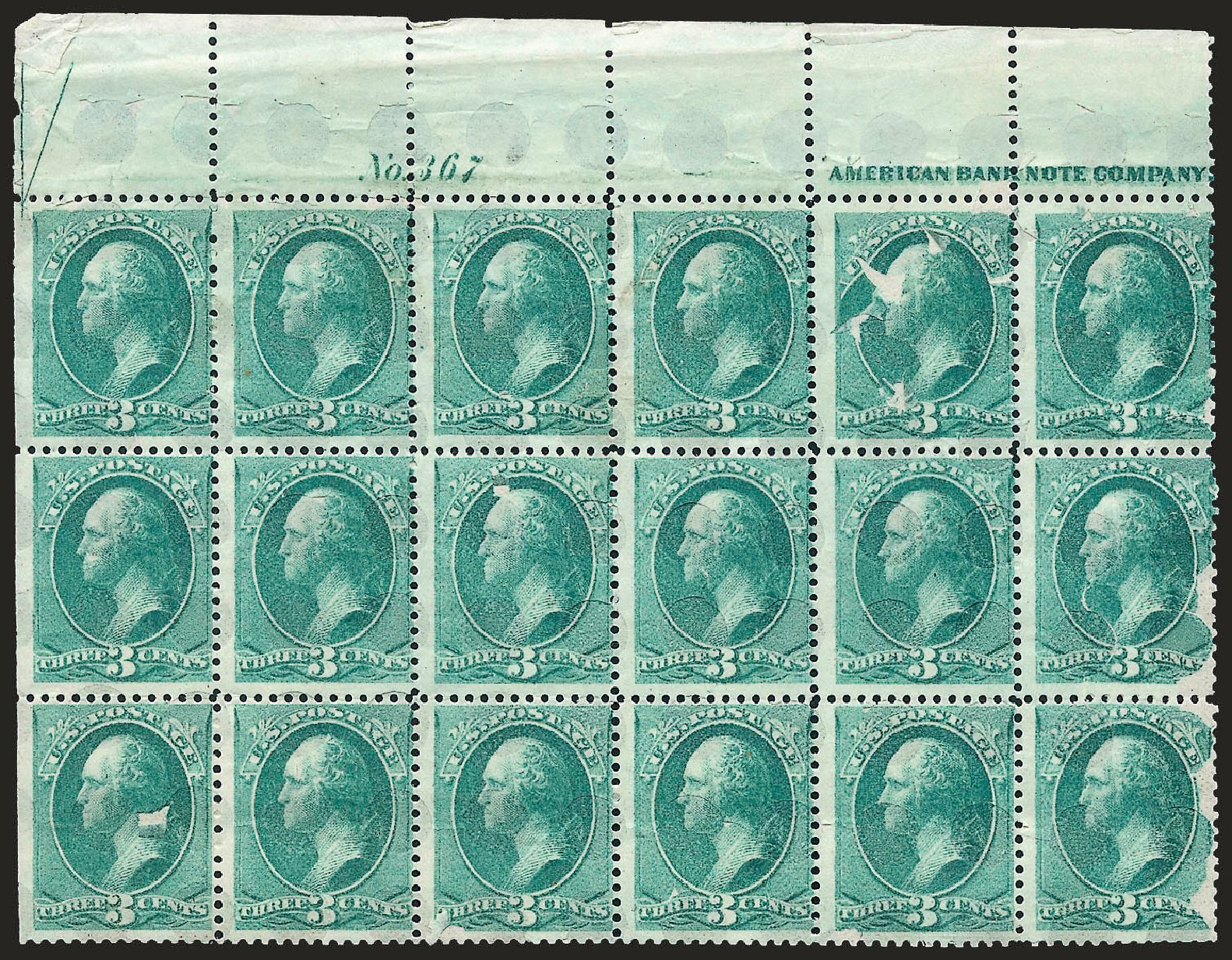 Values of US Stamp Scott Catalog # 207 - 1882 3c Washington. Robert Siegel Auction Galleries, Dec 2008, Sale 967, Lot 4030