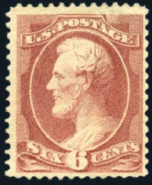 Values of US Stamps Scott # 208 - 6c 1882 Lincoln. Harmer-Schau Auction Galleries, Mar 2011, Sale 89, Lot 208