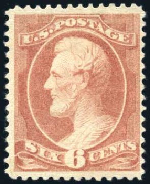 US Stamps Price Scott Cat. 208 - 6c 1882 Lincoln. Harmer-Schau Auction Galleries, Feb 2009, Sale 80, Lot 1179