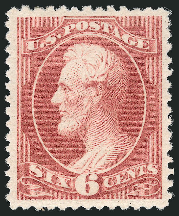 US Stamp Values Scott Cat. #208: 6c 1882 Lincoln. Robert Siegel Auction Galleries, Mar 2012, Sale 1021, Lot 424