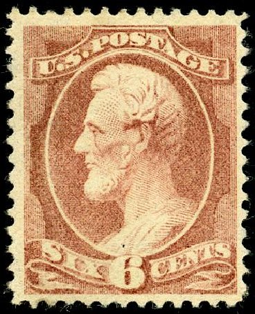 Values of US Stamps Scott Catalog #208: 1882 6c Lincoln. Matthew Bennett International, May 2008, Sale 327, Lot 206