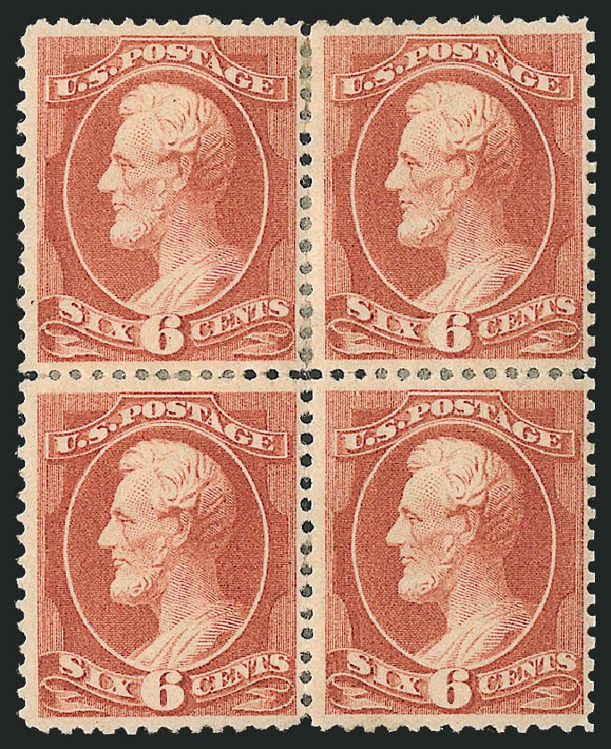 US Stamps Values Scott Cat. #208 - 6c 1882 Lincoln. Robert Siegel Auction Galleries, Mar 2012, Sale 1021, Lot 426