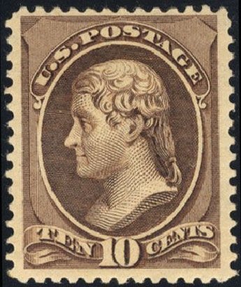 Values of US Stamps Scott #209 - 1882 10c Thomas Jefferson. Cherrystone Auctions, Mar 2008, Sale 200803, Lot 197