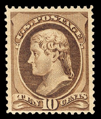 Values of US Stamps Scott #209 - 1882 10c Thomas Jefferson. Cherrystone Auctions, Nov 2009, Sale 200911, Lot 3077