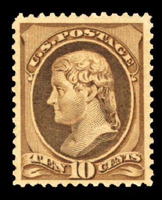 US Stamps Price Scott #209 - 1882 10c Thomas Jefferson. Cherrystone Auctions, Jul 2013, Sale 201307, Lot 57