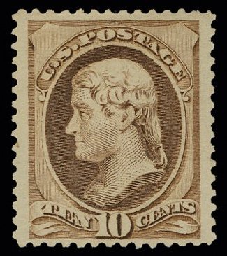 US Stamps Values Scott Catalog # 209: 1882 10c Thomas Jefferson. H.R. Harmer, May 2014, Sale 3005, Lot 1147