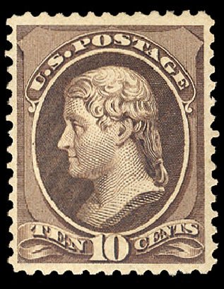 US Stamps Values Scott 209 - 10c 1882 Thomas Jefferson. Cherrystone Auctions, Nov 2009, Sale 200911, Lot 3078