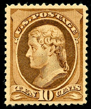 US Stamps Value Scott Catalog #209: 1882 10c Thomas Jefferson. Matthew Bennett International, Jun 2008, Sale 328, Lot 700