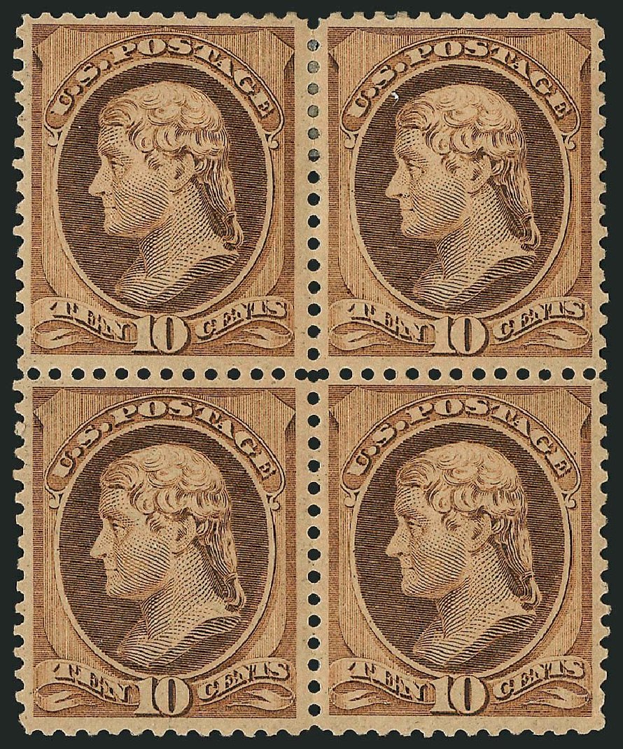 US Stamp Values Scott # 209 - 10c 1882 Thomas Jefferson. Robert Siegel Auction Galleries, Nov 2014, Sale 1084, Lot 3470