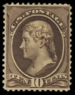 US Stamps Prices Scott Catalog # 209 - 1882 10c Thomas Jefferson. Daniel Kelleher Auctions, Aug 2012, Sale 631, Lot 865