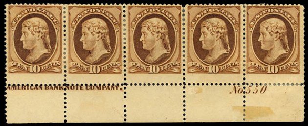US Stamps Values Scott Catalogue # 209 - 10c 1882 Thomas Jefferson. Daniel Kelleher Auctions, Dec 2012, Sale 633, Lot 435