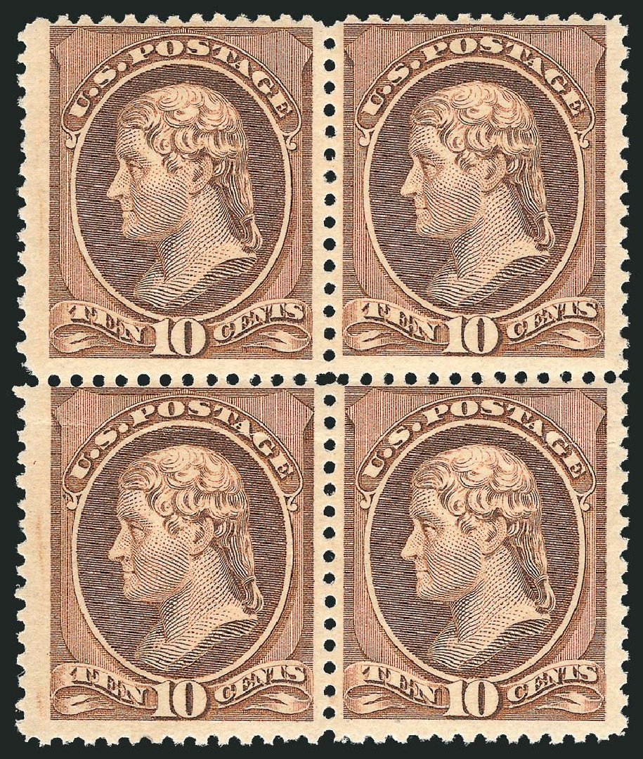 Value of US Stamps Scott Catalogue 209 - 1882 10c Thomas Jefferson. Robert Siegel Auction Galleries, Nov 2013, Sale 1061, Lot 3635