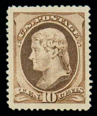Value of US Stamp Scott Catalogue 209 - 10c 1882 Thomas Jefferson. Matthew Bennett International, Oct 2007, Sale 320, Lot 486