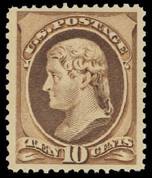 US Stamp Price Scott Cat. # 209 - 10c 1882 Thomas Jefferson. Daniel Kelleher Auctions, Oct 2012, Sale 632, Lot 1086