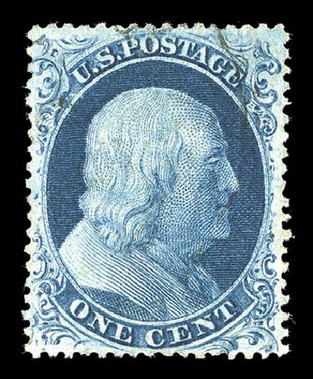 US Stamp Values Scott Cat. # 21: 1c 1857 Franklin. Matthew Bennett International, Sep 2012, Sale 345, Lot 49