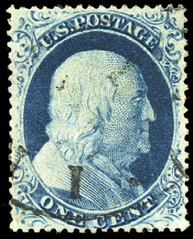 Cost of US Stamp Scott 21 - 1c 1857 Franklin. Matthew Bennett International, Sep 2011, Sale 338, Lot 1701