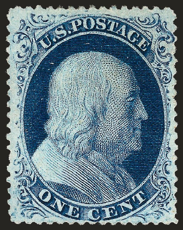 US Stamp Values Scott Catalogue # 21: 1c 1857 Franklin. Robert Siegel Auction Galleries, Oct 2008, Sale 963, Lot 301