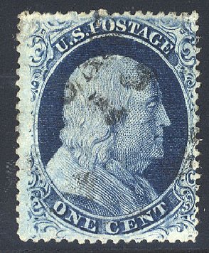 US Stamps Prices Scott Catalog #21: 1857 1c Franklin. Cherrystone Auctions, Jan 2009, Sale 200901, Lot 44
