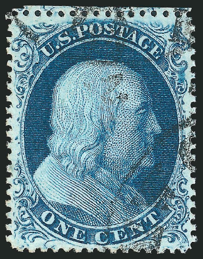 US Stamp Values Scott Catalogue #21: 1857 1c Franklin. Robert Siegel Auction Galleries, Nov 2012, Sale 1034, Lot 45