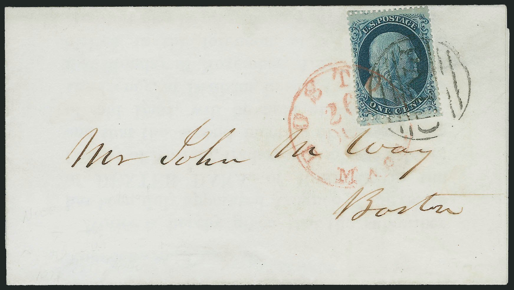 US Stamps Value Scott Catalog # 21: 1c 1857 Franklin. Robert Siegel Auction Galleries, Oct 2008, Sale 963, Lot 305