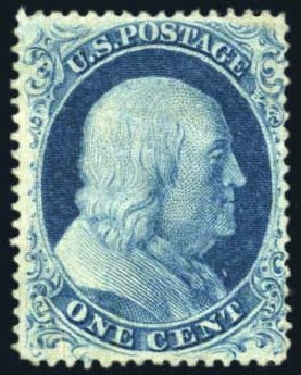 US Stamps Prices Scott Cat. 21 - 1857 1c Franklin. Harmer-Schau Auction Galleries, Aug 2011, Sale 90, Lot 1132
