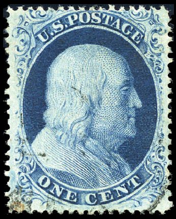 Prices of US Stamp Scott Catalog 21 - 1857 1c Franklin. Matthew Bennett International, Feb 2012, Sale 340, Lot 103