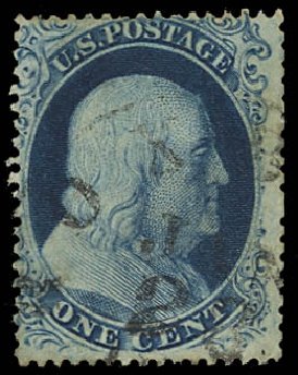 US Stamp Values Scott Catalog #21 - 1c 1857 Franklin. Daniel Kelleher Auctions, Apr 2012, Sale 629, Lot 166