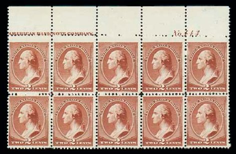 Value of US Stamps Scott 210: 2c 1883 Washington. Matthew Bennett International, Jun 2007, Sale 319, Lot 1215