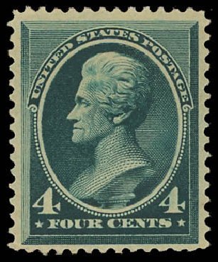 US Stamps Value Scott Catalog 211: 1883 4c Jackson. Daniel Kelleher Auctions, Oct 2012, Sale 632, Lot 1089