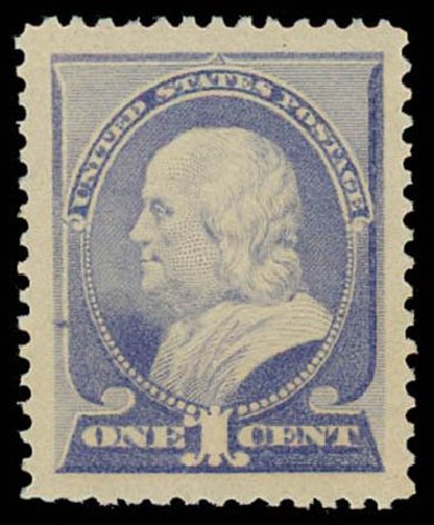 Value of US Stamp Scott Cat. # 212 - 1883 1c Franklin. Daniel Kelleher Auctions, Oct 2011, Sale 626, Lot 191