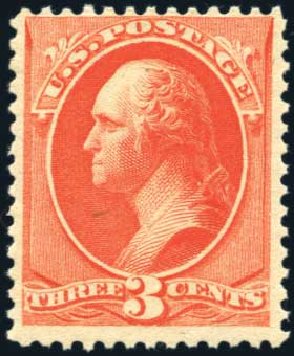 Values of US Stamp Scott Catalogue 214 - 3c 1883 Washington. Harmer-Schau Auction Galleries, Oct 2010, Sale 87, Lot 187