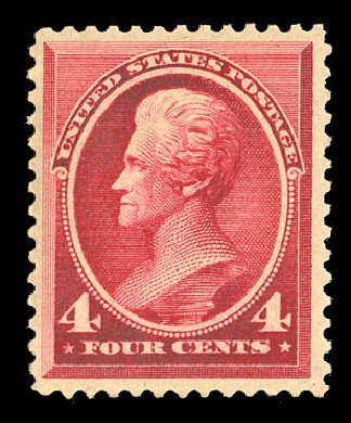 US Stamp Prices Scott Catalogue 215: 1883 4c Jackson. Cherrystone Auctions, Nov 2014, Sale 201411, Lot 38