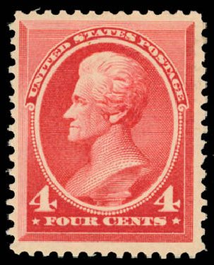 US Stamps Values Scott Catalogue 215 - 1883 4c Jackson. Daniel Kelleher Auctions, Jan 2015, Sale 663, Lot 1431