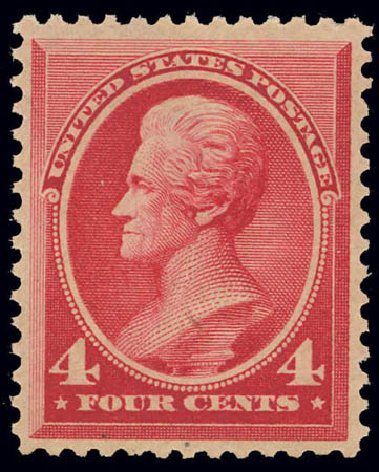 US Stamp Value Scott Catalogue #215 - 1883 4c Jackson. Daniel Kelleher Auctions, Feb 2013, Sale 634, Lot 152