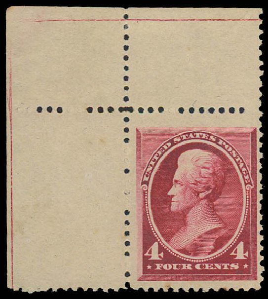 US Stamps Values Scott Catalogue # 215 - 1883 4c Jackson. Daniel Kelleher Auctions, Aug 2012, Sale 631, Lot 873