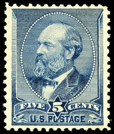 US Stamp Values Scott Catalogue #216 - 1883 5c Garfield. Matthew Bennett International, Apr 2008, Sale 326, Lot 189