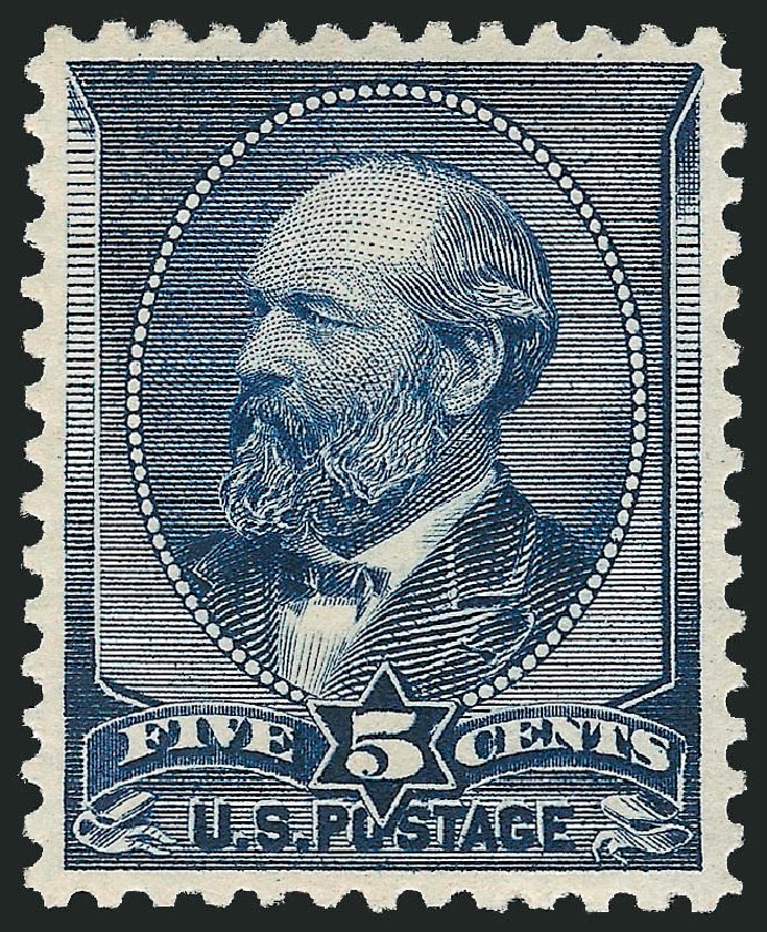US Stamps Value Scott Catalog # 216 - 1883 5c Garfield. Robert Siegel Auction Galleries, Feb 2010, Sale 983, Lot 130