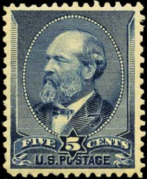 US Stamps Values Scott Catalogue 216: 1883 5c Garfield. Harmer-Schau Auction Galleries, Feb 2012, Sale 92, Lot 981