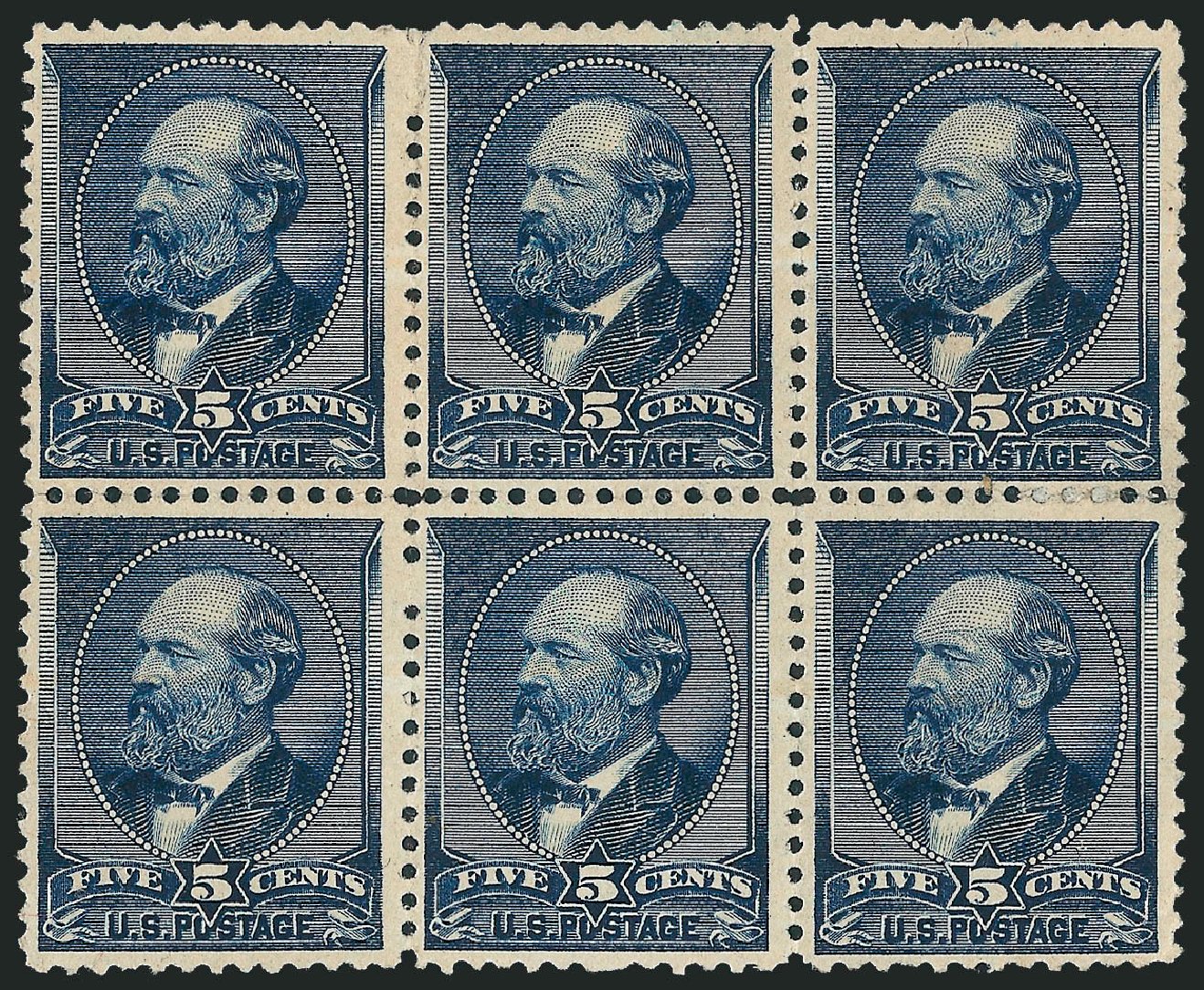 Price of US Stamps Scott Cat. 216: 5c 1883 Garfield. Robert Siegel Auction Galleries, Dec 2011, Sale 1017, Lot 595