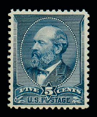 Cost of US Stamps Scott Catalogue 216 - 5c 1883 Garfield. Matthew Bennett International, Dec 2007, Sale 325, Lot 1682