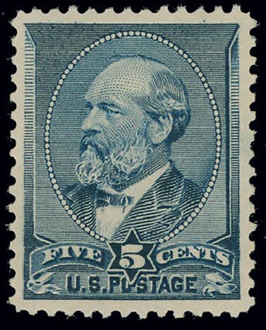 Values of US Stamps Scott Catalogue #216: 5c 1883 Garfield. Matthew Bennett International, Jun 2008, Sale 328, Lot 712