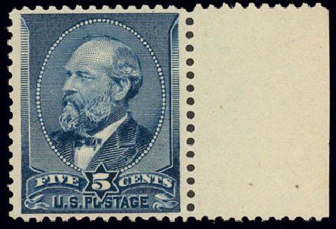 Values of US Stamp Scott Cat. #216 - 5c 1883 Garfield. Daniel Kelleher Auctions, Feb 2013, Sale 634, Lot 153
