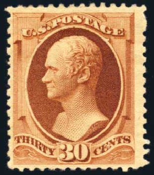 Value of US Stamps Scott Catalogue #217: 30c 1883 Hamilton. Harmer-Schau Auction Galleries, Jul 2010, Sale 86, Lot 418