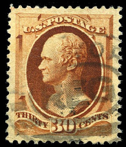 US Stamps Values Scott Catalogue #217 - 30c 1883 Hamilton. Matthew Bennett International, Sep 2011, Sale 338, Lot 1849