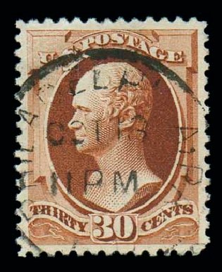 Cost of US Stamp Scott Catalogue #217 - 1883 30c Hamilton. Matthew Bennett International, Dec 2007, Sale 323, Lot 450