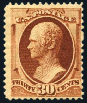 US Stamps Price Scott Cat. 217: 1883 30c Hamilton. Harmer-Schau Auction Galleries, Aug 2011, Sale 90, Lot 1340